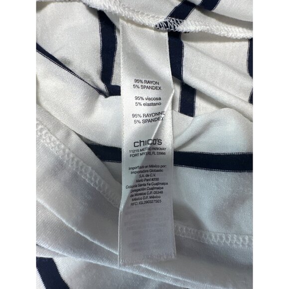 Chico's Mitered Stripe Valarie Long Sleeve V-Neck Top Size 1 US M - Picture 5 of 8
